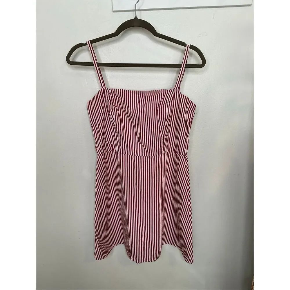 Reformation Stripe Mini Dress | Burgundy and White in 6